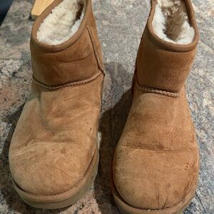 UGG Chestnut Suede Mini Boot with Shearling